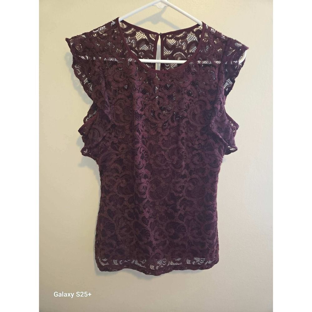 White-house-black-market Women's Burgundy Blouse